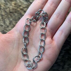 Vintage sterling silver open double loop chain bracelet